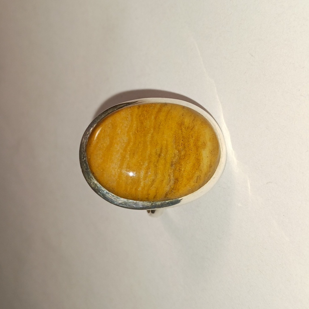 Oval Yellow Jasper Sterling silver ring size 8 - Picture 3 of 3